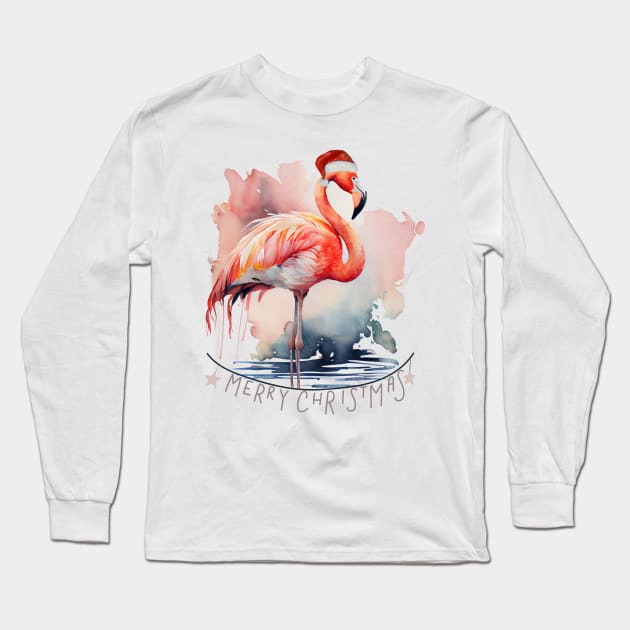 Flamingo Christmas Long Sleeve T-Shirt by blaurensharp00@gmail.com